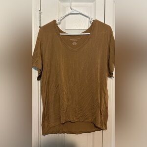 American Eagle Outfitters Brown V-Neck Tee